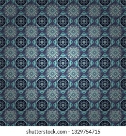 Vector illustration of dynamic composition made of blue, gray and black colors rounded shapes lines in diagonal rhythm seamless pattern.