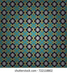 Vector illustration of dynamic composition made of green, gray and blue colors rounded shapes lines in diagonal rhythm seamless pattern.