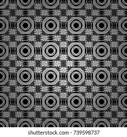 Vector illustration of dynamic composition made of white, gray and black colors rounded shapes lines in diagonal rhythm seamless pattern.