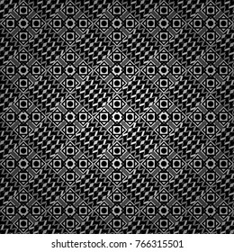 Vector illustration of dynamic composition made of gray, black and white colors rounded shapes lines in diagonal rhythm seamless pattern.