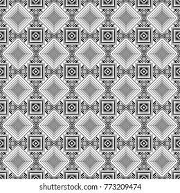 Vector illustration of dynamic composition made of black, white and gray colors rounded shapes lines in diagonal rhythm seamless pattern.