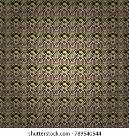 Vector illustration of dynamic composition made of yellow, black and white colors rounded shapes lines in diagonal rhythm seamless pattern.