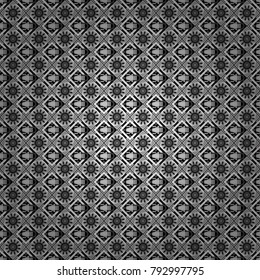 Vector illustration of dynamic composition made of white, gray and black colors rounded shapes lines in diagonal rhythm seamless pattern.