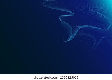 Ilustración vectorial. Las curvas dinámicas en verde azulado y púrpura fluyen a través del fondo oscuro, ofreciendo un visual abstracto elegante y moderno con vibraciones tecnológicas. Concepto de tecnología, futurismo, arte digital.