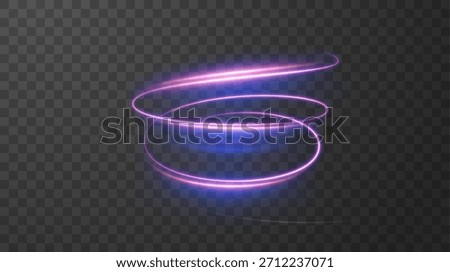 Vector illustration of dynamic, glowing spiral in vibrant neon colors (blue, purple, pink) on checkered grid. Retrofuturistic aesthetic of synthwave, outrun, and 80s retro gaming. Light spiral element