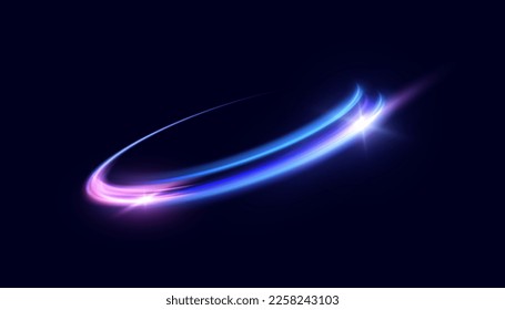 Vector illustration of dynamic light sources on a dark background. High speed in night abstraction. Abstract light swirl. Light track effect. For web design, game design. PNG vector