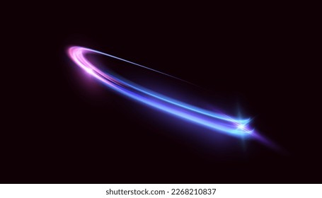 Vector illustration of dynamic light sources on a dark background. High speed in night abstraction. Abstract light swirl. For web design, game design. PNG vector	
