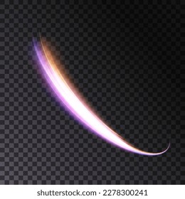 Vector illustration of dynamic light sources on a dark background. High speed in night abstraction. Abstract light swirl. Light track effect. For web design, game design. PNG vector	
