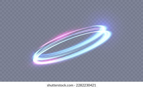 Vector illustration of dynamic light sources on a dark background. High speed in night abstraction. Abstract light swirl. For web design, game design. PNG vector	

