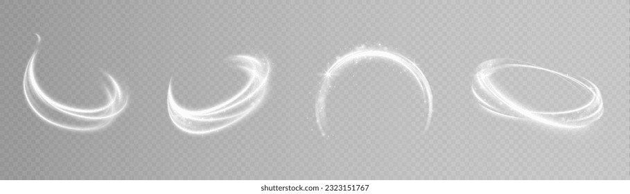 Ilustración vectorial de fuentes de luz dinámicas sobre un fondo transparente. Alta velocidad en abstracción de luz. Giro de luz abstracto. Para diseño web, diseño de juegos. Vector	