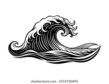 Ilustración vectorial de ondas de agua dinámicas con curvas fluidas, perfectas para diseños o fondos.