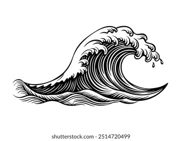 Ilustración vectorial de ondas de agua dinámicas con curvas fluidas, perfectas para diseños o fondos.