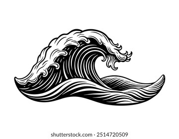 Vector illustration of dynamic water waves with fluid curves, perfect for designs or backgrounds.