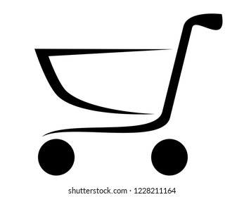 Vector illustration of a dynamically designed shopping cart. Simple modern web icon for online shops and stores.