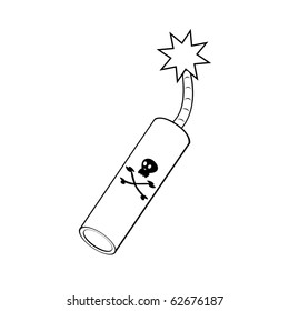 Vector illustration of dynamite symbol with skull and bones