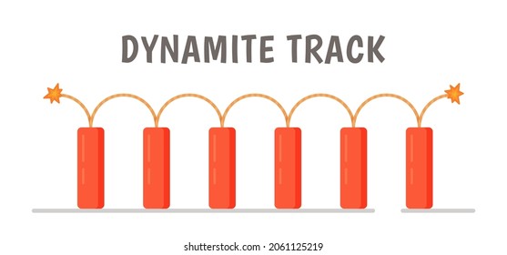 Ilustración vectorial de pista dinamita aislada en fondo blanco. Cuenta regresiva. Reacción en cadena.