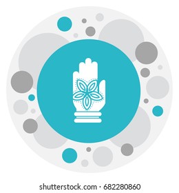 Vector Illustration Of Dyne Symbol On Fatima Hand Icon. Premium Quality Isolated Hamsa Element In Trendy Flat Style.