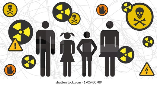 vector illustration of dysfunctional family toxic relationship violence problematic social environment  