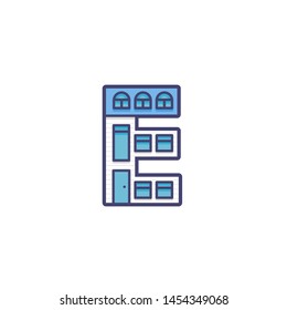 Vector Illustration of E House Letter. E Letter Design Home Facade.