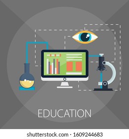 Vector illustration of e learning an online education concept with "education" online education, e-learning and learning icon.