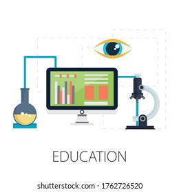Vector illustration of e learning & online education concept with "education" online education, e-learning and learning icon.