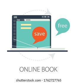 Vector illustration of e learning & online education concept with "online book" online education and learning icon.