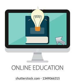 Vector illustration of e learning & study concept with "online education" school and learning icon