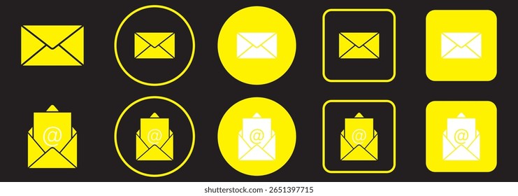 Ilustração vetorial do conjunto de ícones de email isolado no plano de fundo transparente