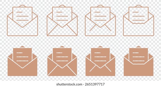 Ilustração vetorial do conjunto de ícones de email isolado no plano de fundo transparente
