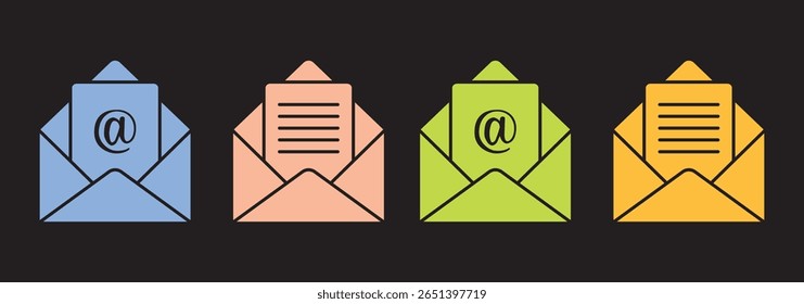 Ilustração vetorial do conjunto de ícones de email isolado no plano de fundo transparente