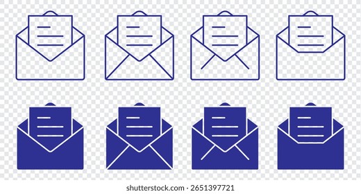 Ilustração vetorial do conjunto de ícones de email isolado no plano de fundo transparente