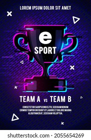 Vector Illustration E Sport Game Poster With Trophy