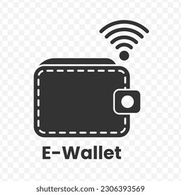 Vector illustration of E wallet icon in dark color and transparent background(png).