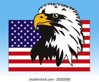 Vector illustration of eagle with American flag