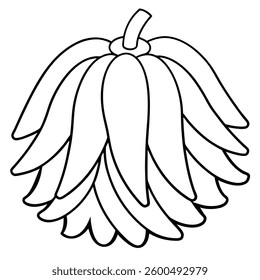 Vector illustration of an eagle and bird with wings surrounded by autumn harvest, pumpkin, apple, and other seasonal vegetables in a festive Halloween setting coloring pages.