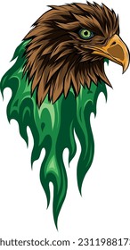 vector illustration of eagle with flames design