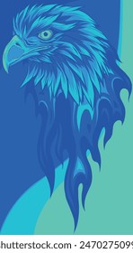 vector illustration of eagle with flames design