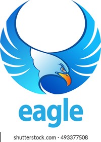 Vector illustration, eagle flew spread both wings, eyes looking at the target. as a symbol or logo of the company.