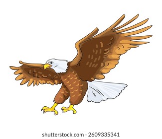 Vector illustration eagle is flying in the sky