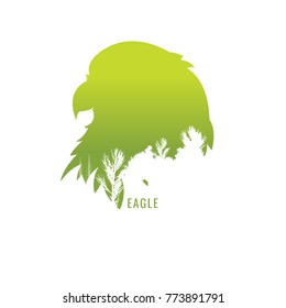 vector illustration Eagle green Wildlife on white background. park. nature. logo