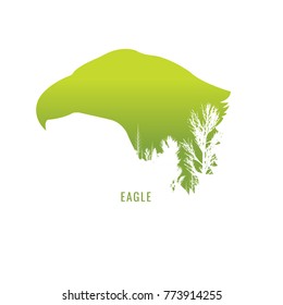vector illustration Eagle green Wildlife on white background. park. nature. logo