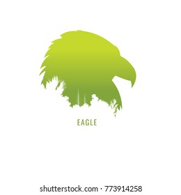 vector illustration Eagle green Wildlife on white background. park. nature. logo