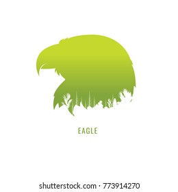 vector illustration Eagle green Wildlife on white background. park. nature. logo