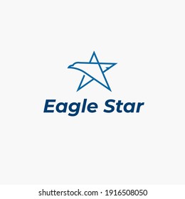 vector illustration  of eagle or hawk with star logo. with monoline style.