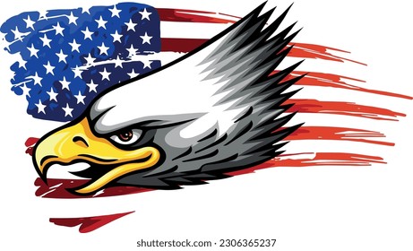 vector illustration of eagle head with american flag