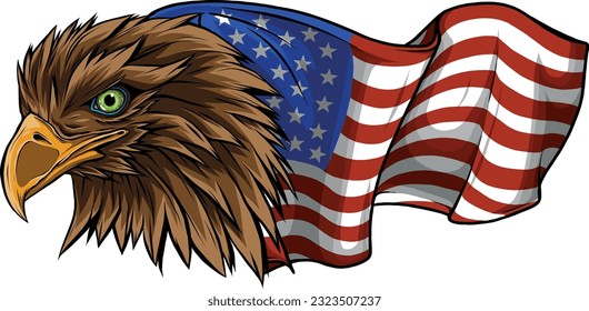 vector illustration of eagle head with american flag