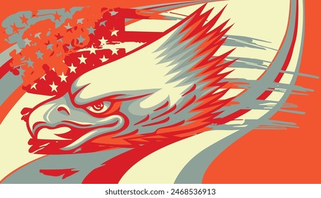 vector illustration of eagle head with american flag