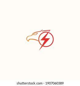 Vector illustration of eagle head and colored lightning for icons, symbols and logos. eagle logo template. flat logo