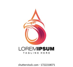 A vector illustration of Eagle head sign for oil and water drop logo