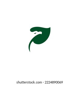 Vector illustration of an eagle and a leaf for an icon, symbol or logo. eagle flat logo